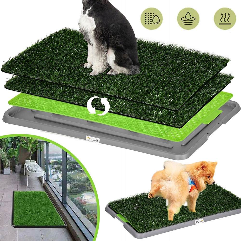 Velká Trávová Toaleta Pro Psy Se 2 Vyměnitelnými Trávníky, Toaleta Pro Štěňata, Podložka