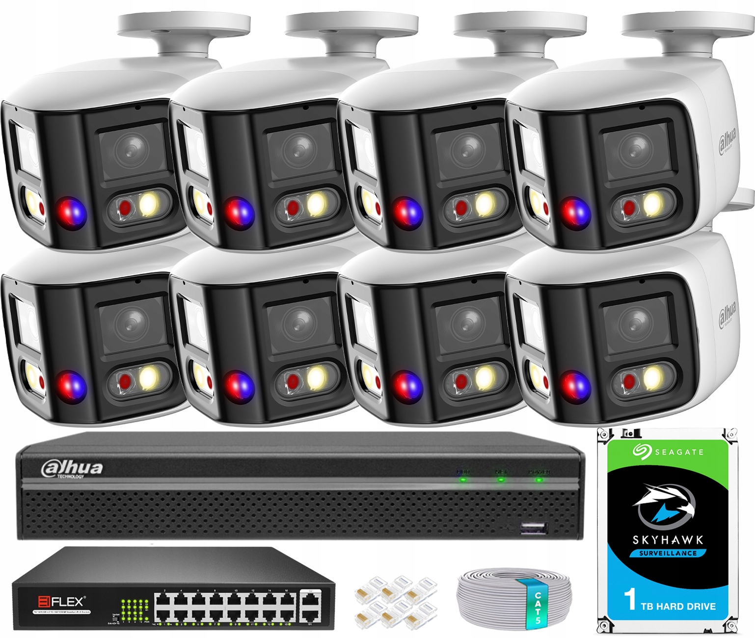 Sada na monitorovanie 8Mpx TiOC 8 Ip kamier Dahua Smart Dual Light Deň/Noc