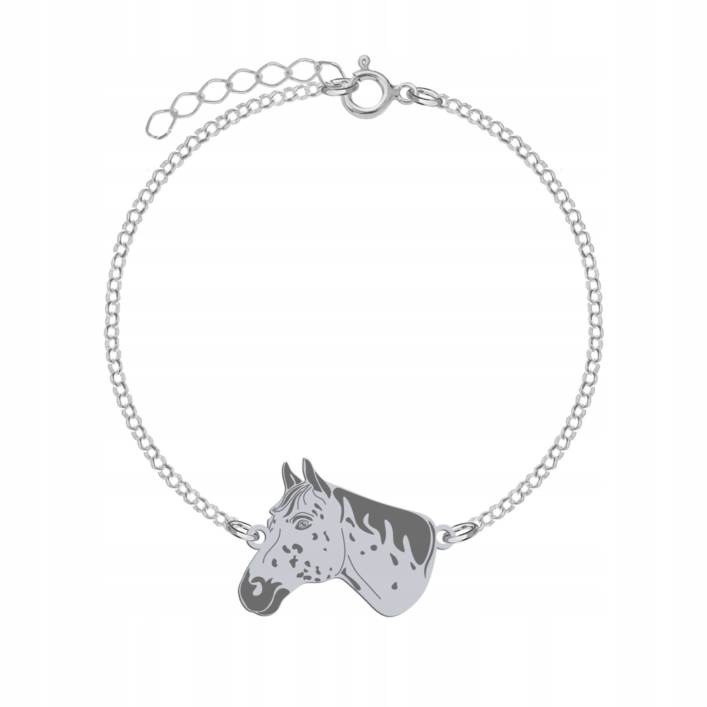 Stříbrný náramek s koněm Appaloosa 925 Dárek Šperky Gravírování Bonus