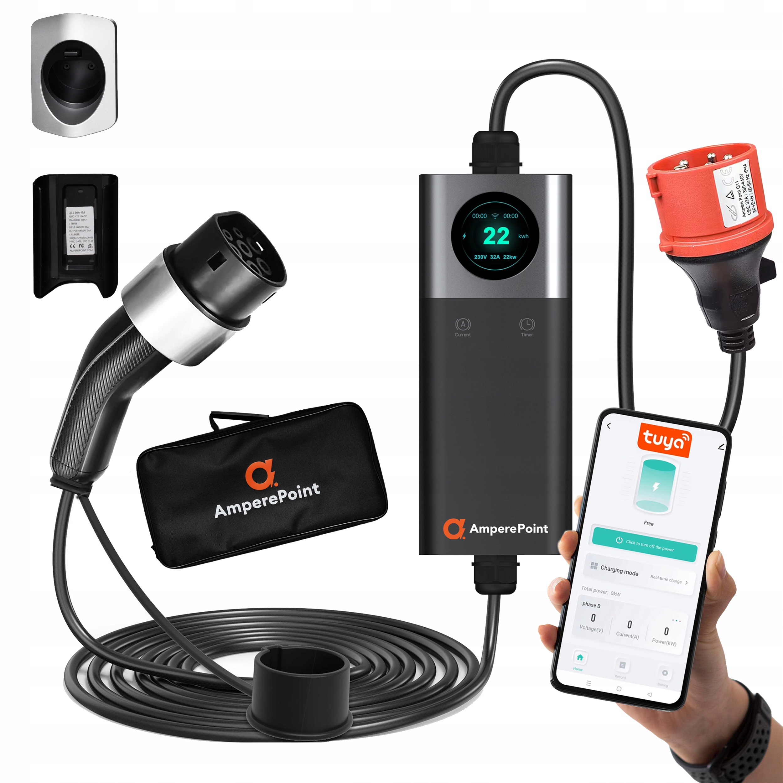 Prenosná nabíjacia stanica do auta Hybrid Typ 2 Ampere Point 32A Q 22Kw