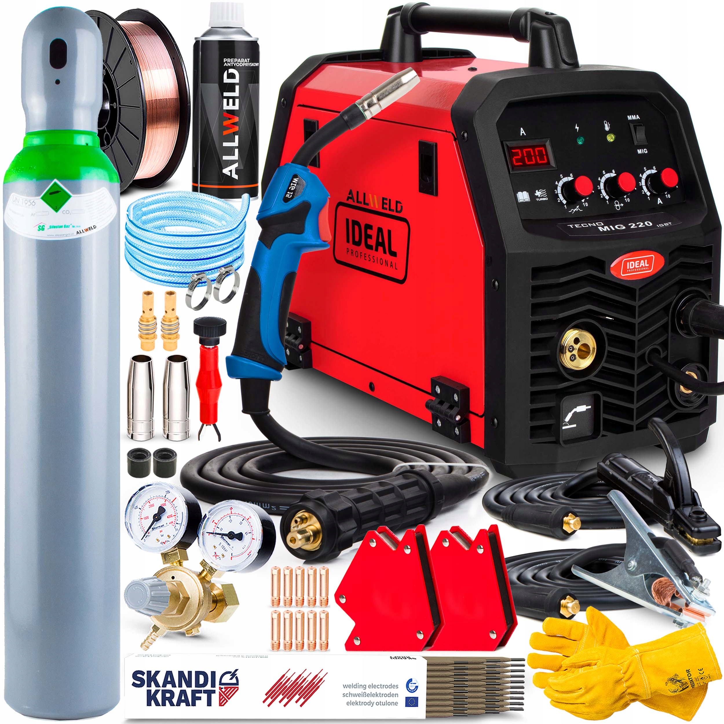 Poloautomatický Svařovací Stroj Ideal Tecno Mig 220 Mma Digital Flux 220A 230V Igbt