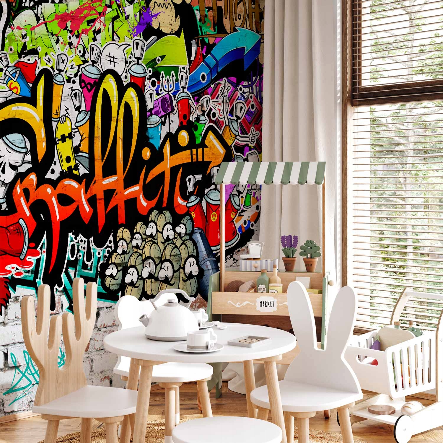 FOTOTAPETA GRAFFITI SKATE STREETART MURAL MUR MŁODZIEŻOWA SYPIALNIA 250x175 Stan opakowania oryginalne