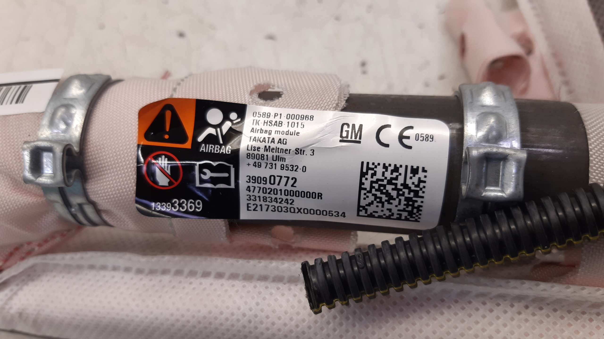 Dachvorhang Airbag luft rechts 39090772 Opel Astra K