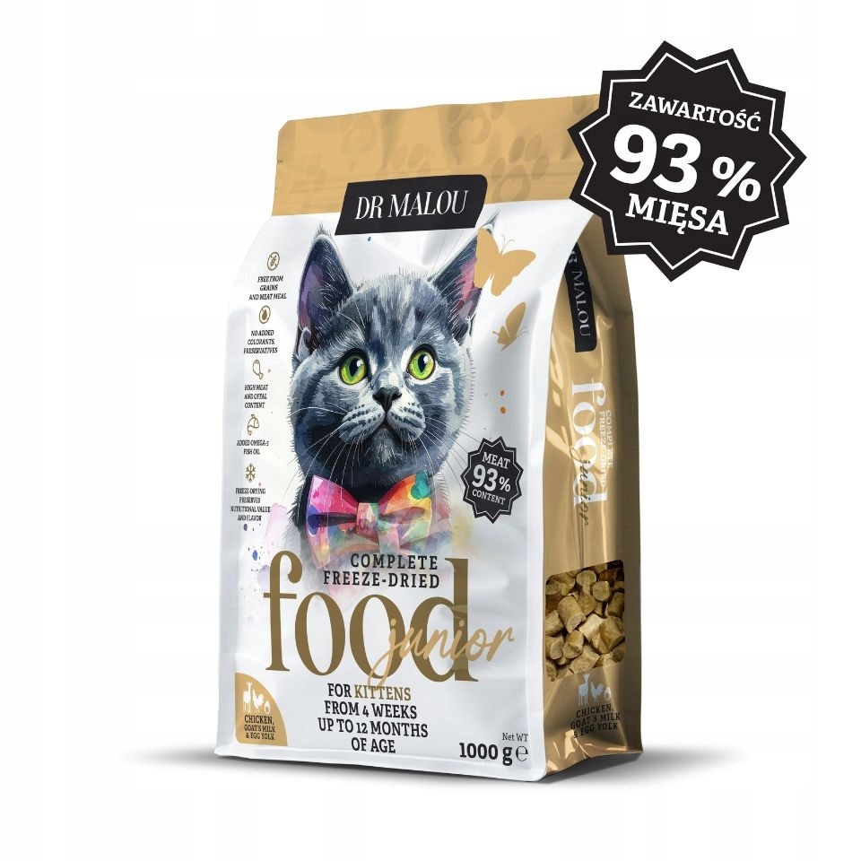 Levně Dr Malou Kitten Lyofilizované krmivo Kuře s kozím mlékem a žloutkem 1 kg