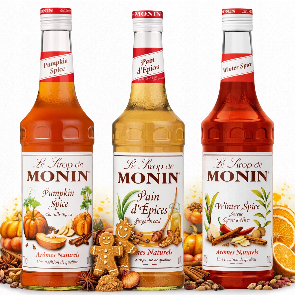 Levně 3x Monin Dýňový Perníkový sirup Pumpkin Winter Spice zimní sada 700 ml