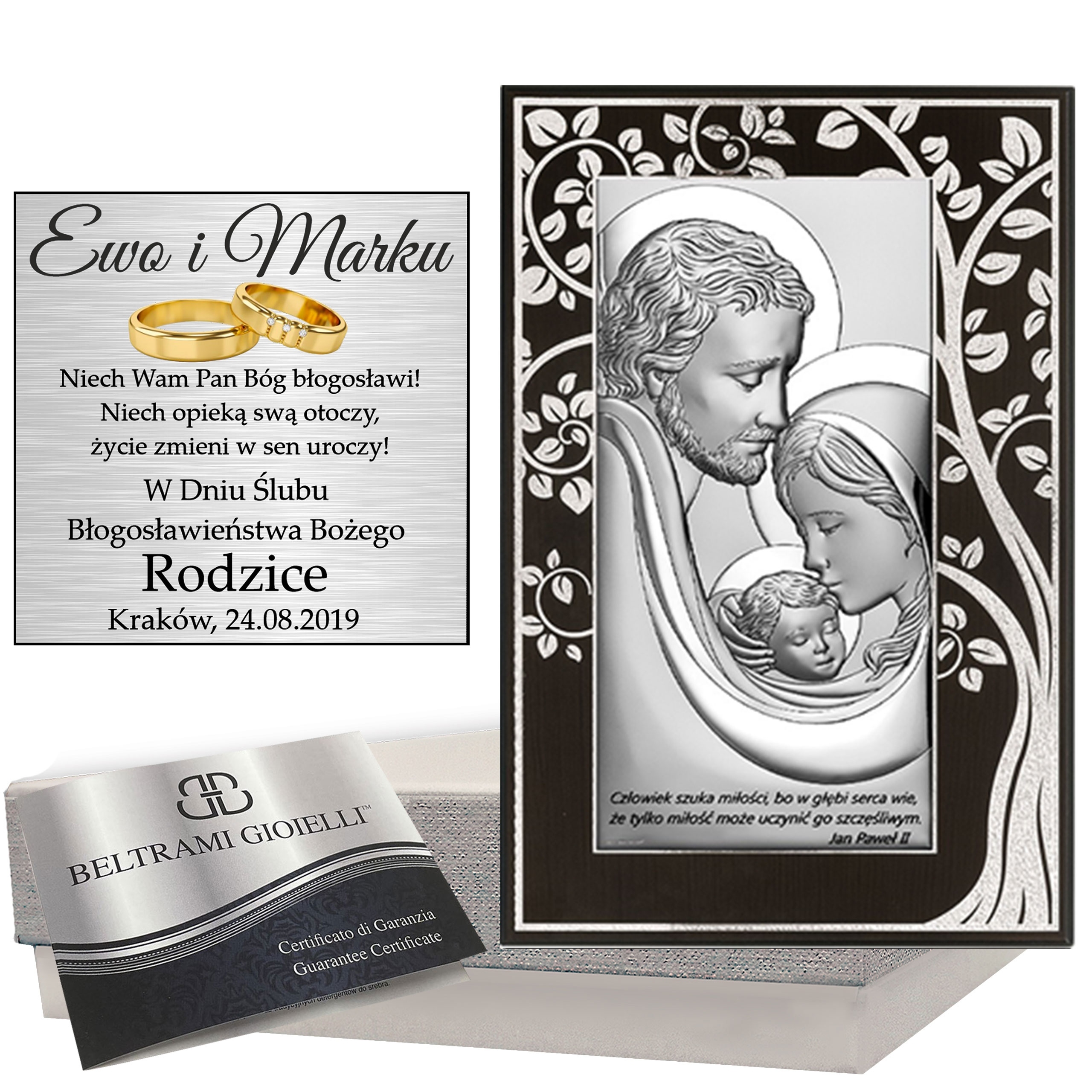 Stříbrný Obrázek Svatá Rodina Obraz S Gravírováním