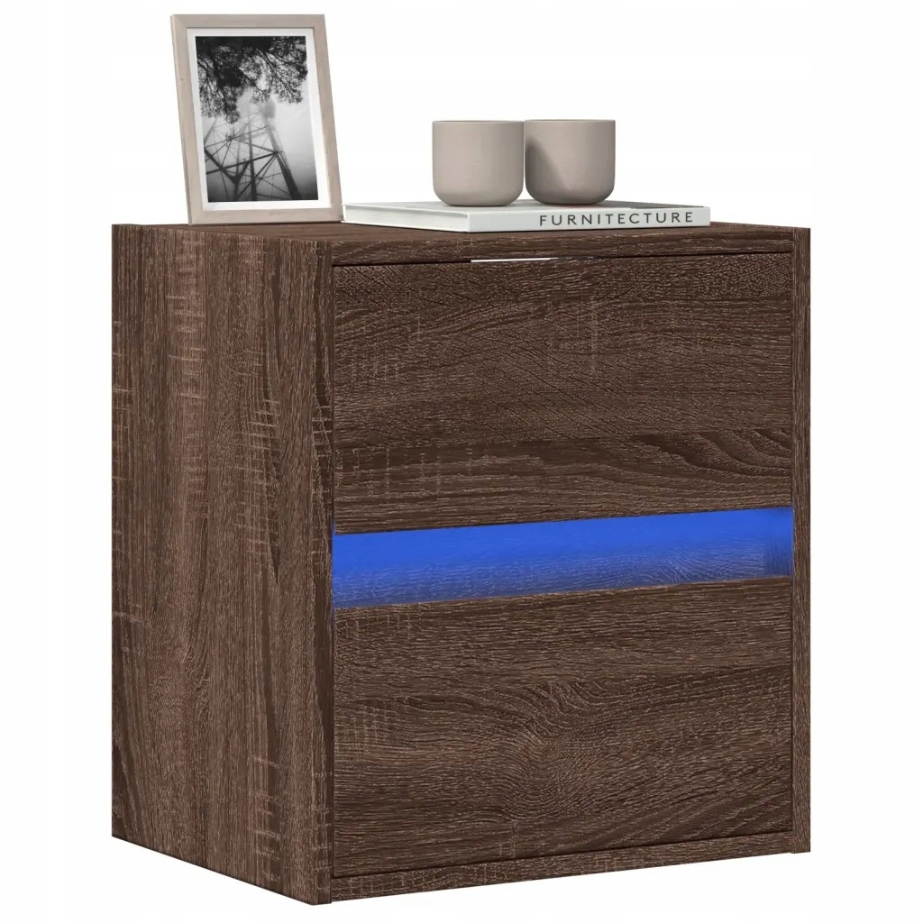 vidaXL Ścienna szafka Tv z Led, brązowy dąb, 41x31x45 cm