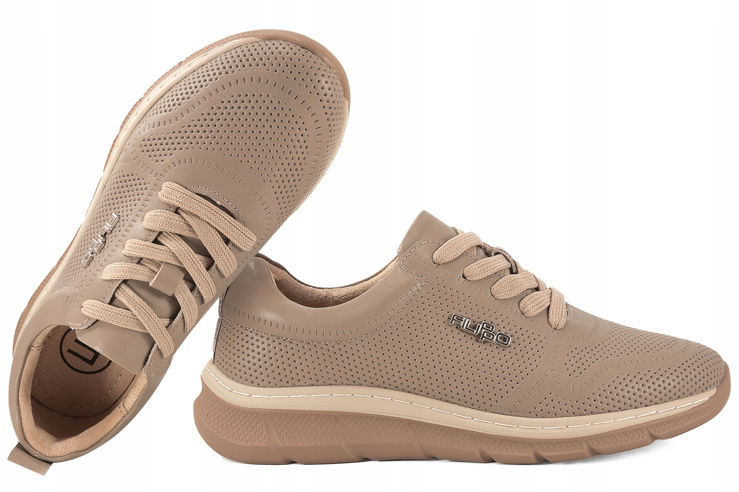 Filippo DP7573 Dámské Kožené Polobotky Ažurové Tenisky Béžová 38