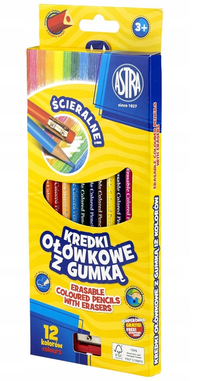 

Kredki Ołówkowe Ścieralne Z Gumką Astra