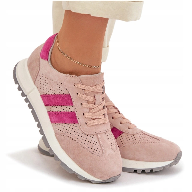 Dámské Tenisky Z Přírodního Semiše Módní, Růžové, Velikost 38