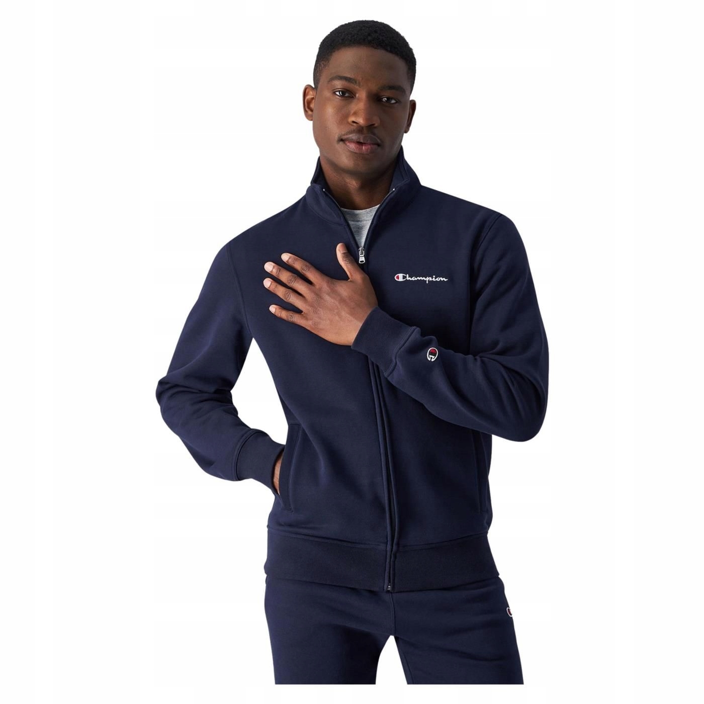 pánská mikina Champion tmavě modrá 220261-BS501 na zip bavlněná S