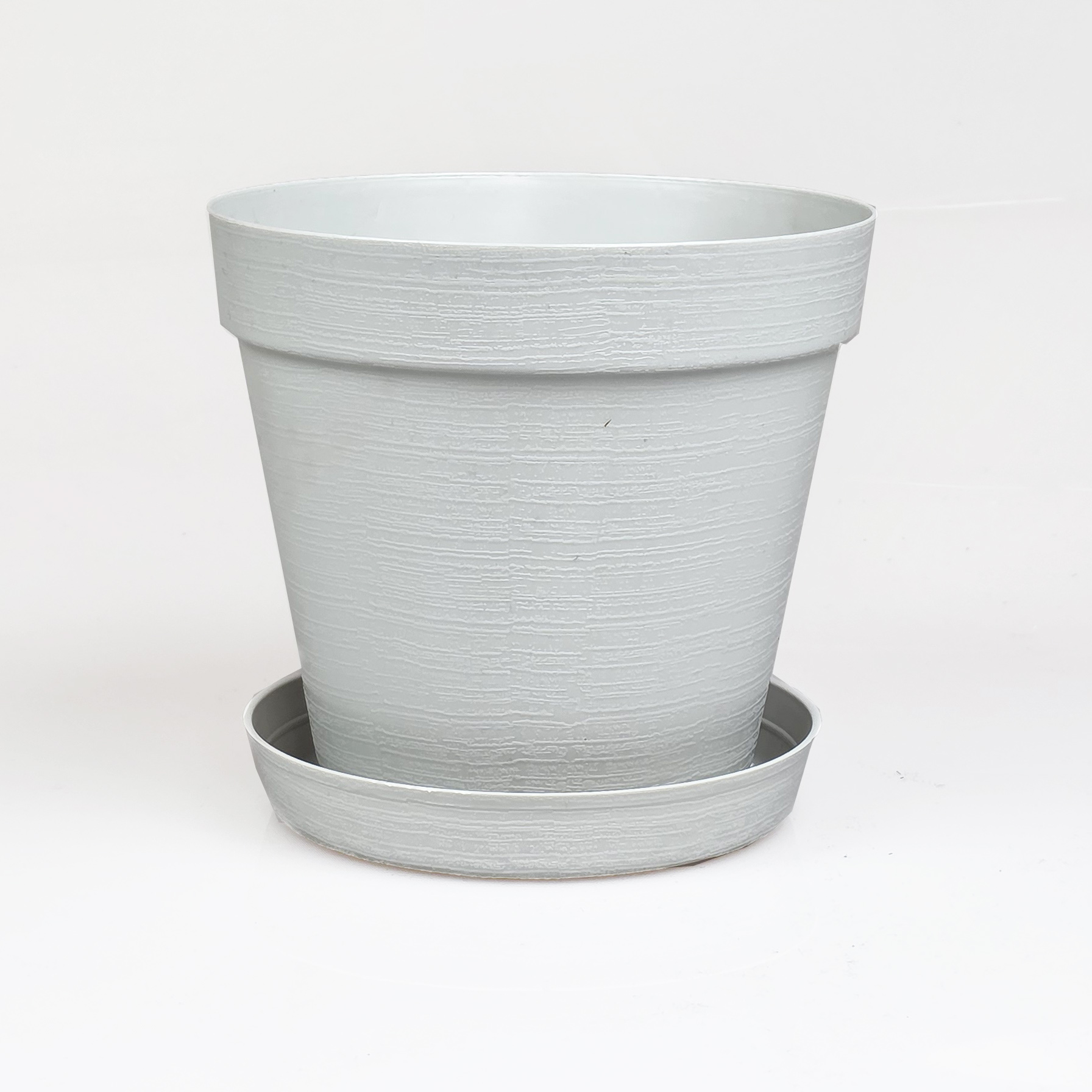 ZESTAW Doniczka 16cm + Podstawka 14cm, 1,77L Stylowy Zestaw EKO, SZARY 2