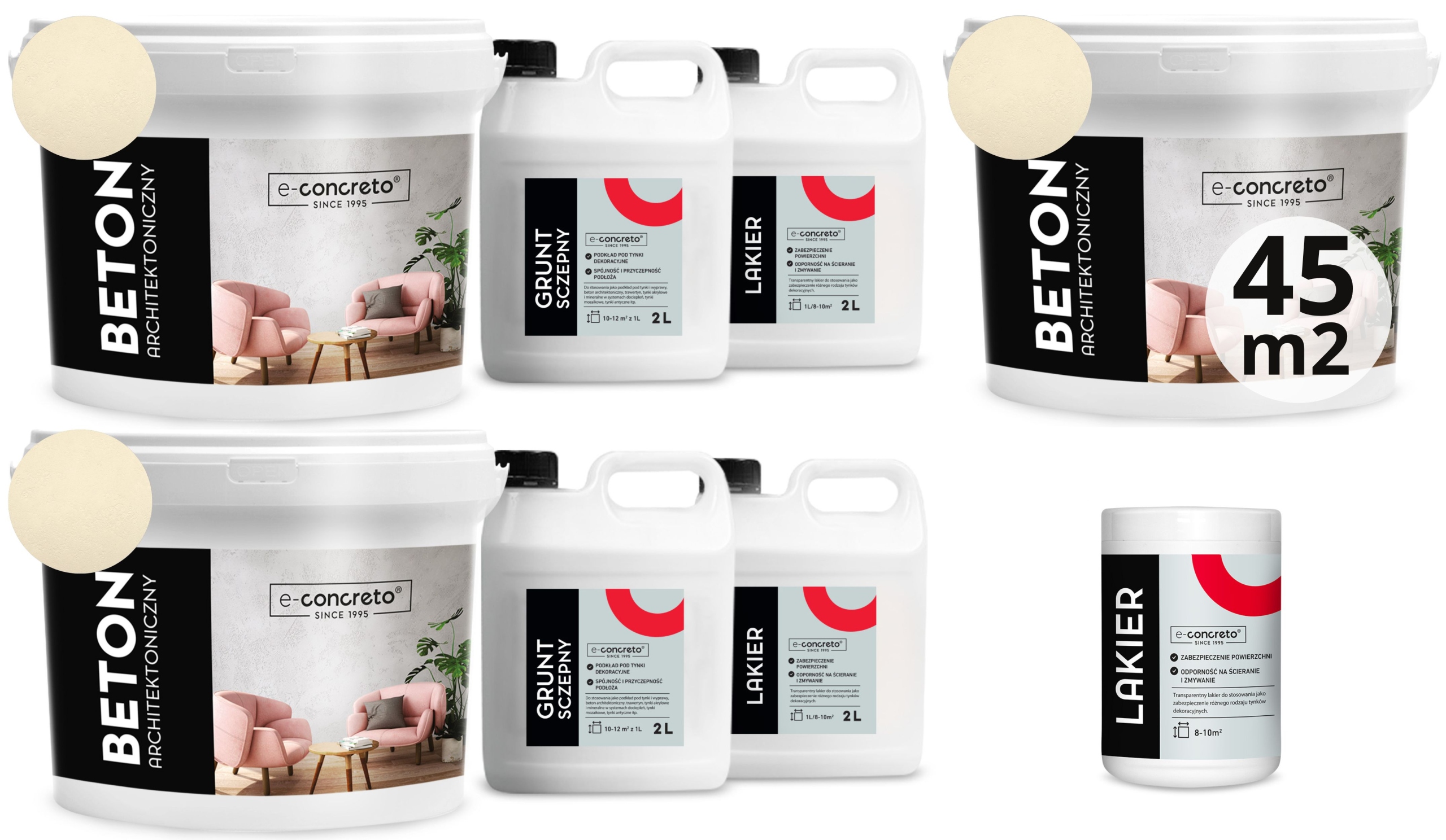 Architektonický beton Set 45 m2 Vanilkový Béžový Půda+beton+lak