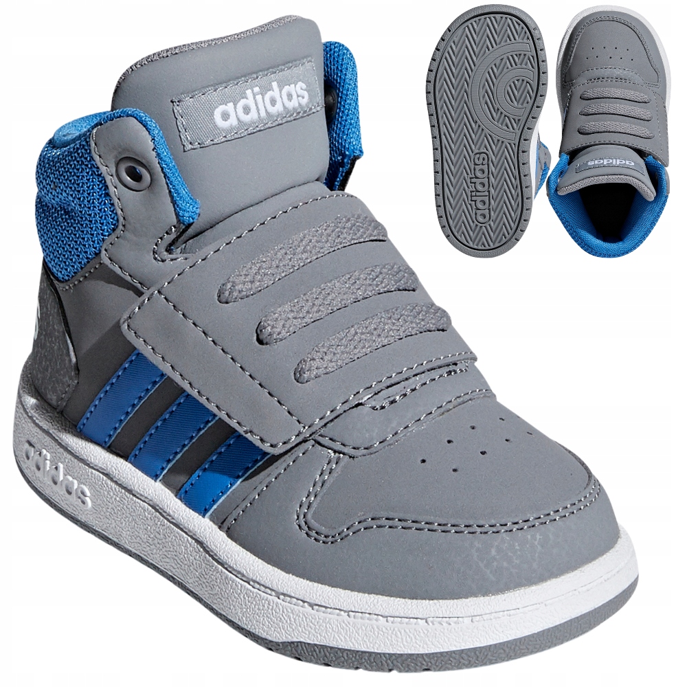 BUTY DZIECIĘCE ADIDAS HOOPS MID LEKKIE TRAMPKI NA RZEPY r. 18