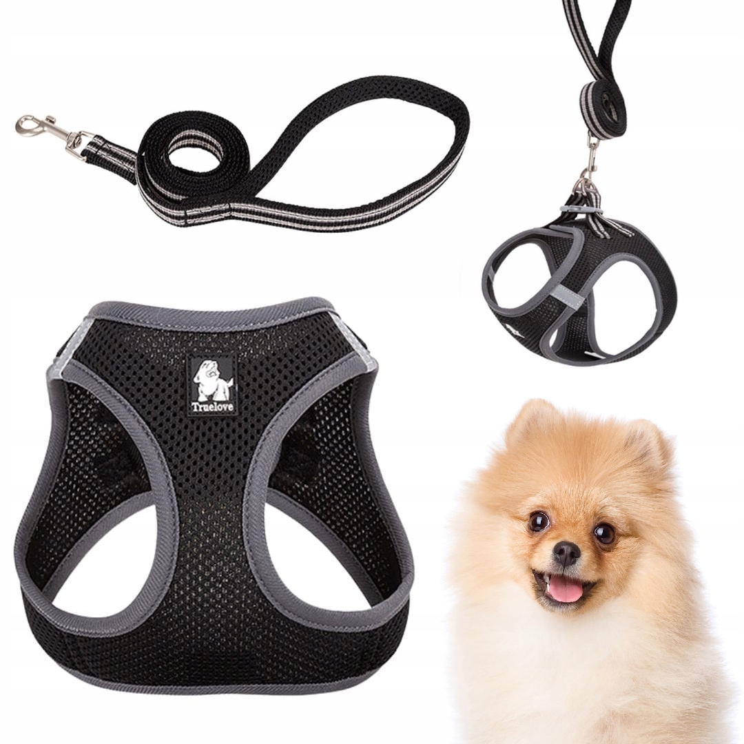 Levně Postroj Vodítko Pro Malého Psa Kočky Lehké Truelove Mini Černé Xxs Sada