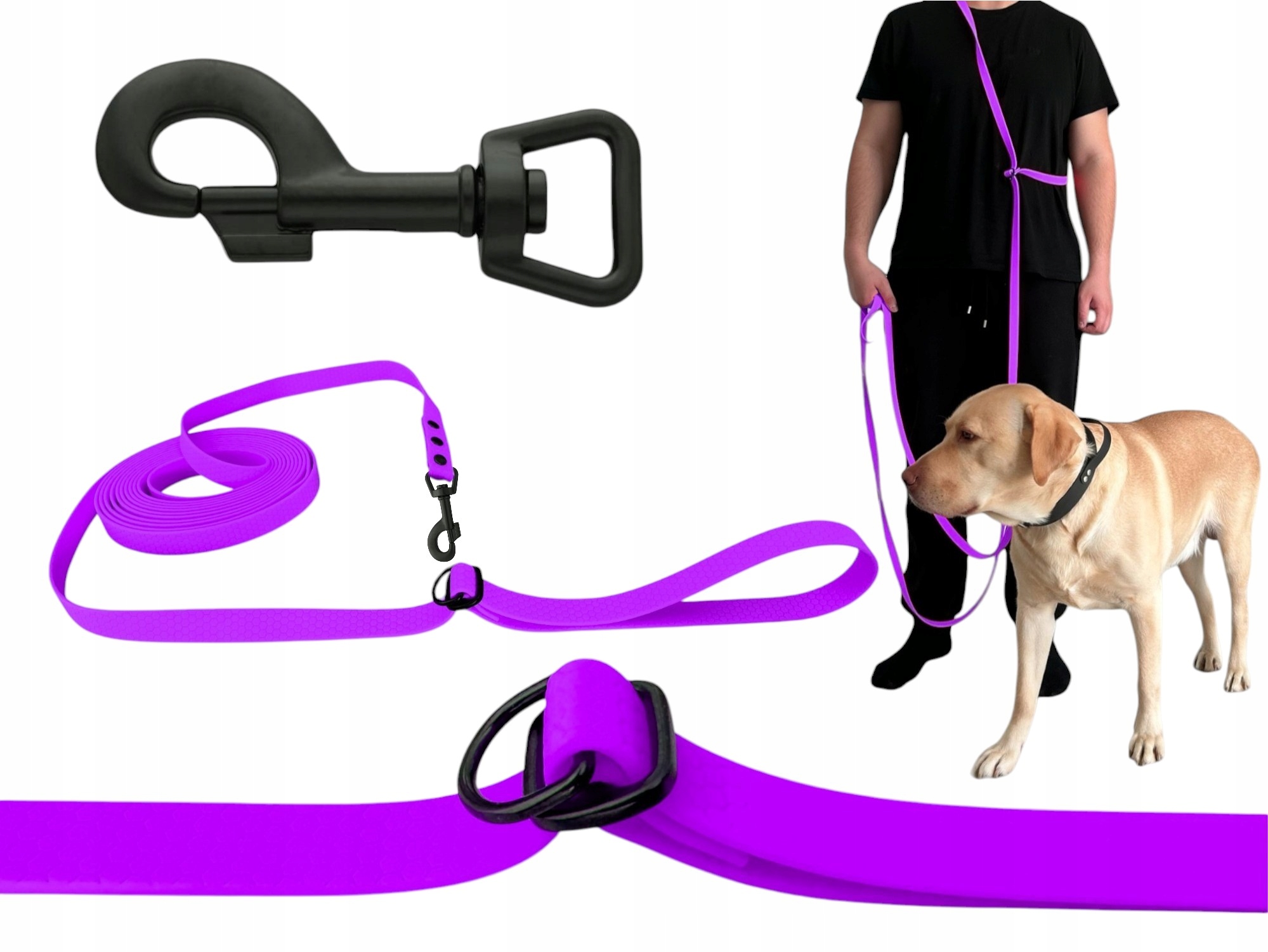 Vodítko Nastavitelná, Přepínatelná, Voděodolná, Měkká, Biothane Pvc| 10M 16MM