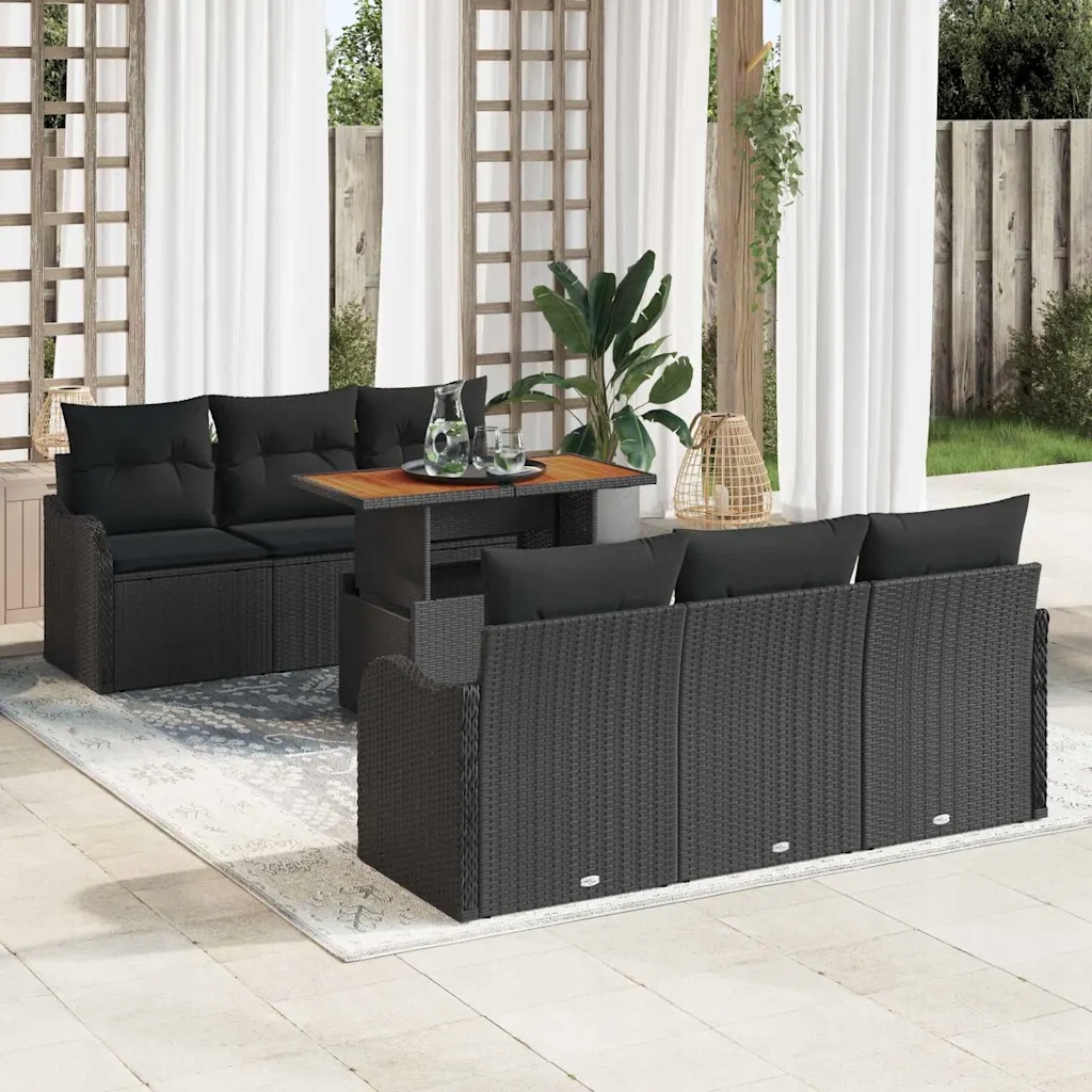 Sada zahradních pohovek 7 pcs Černá 100 x 55 x 73 cm Černá 3349407