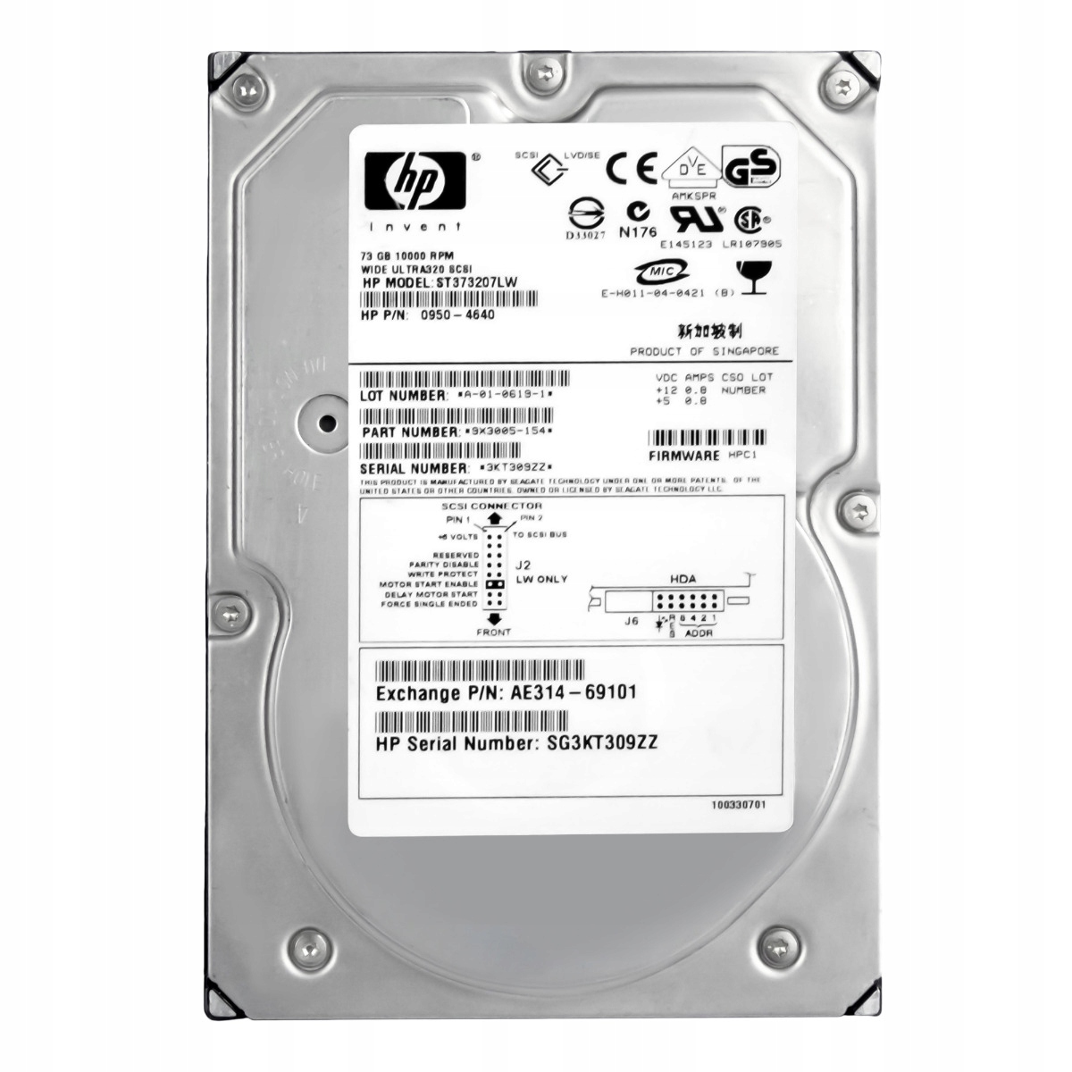 Hp 0950-4640 AE314-69101 73GB 10K 8MB Scsi U320 3,5" ST373207LW