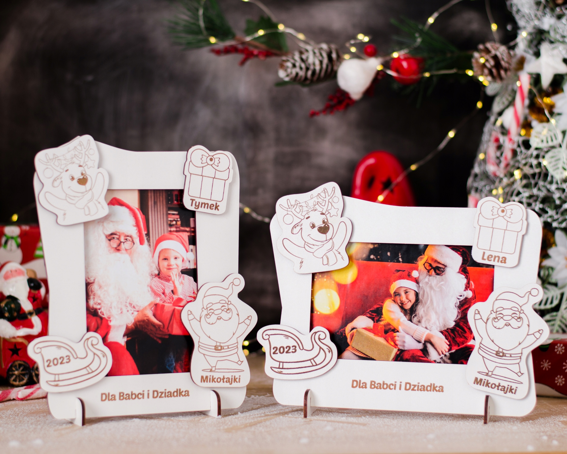 RAMKA NA ZDJĘCIE ŚWIĄTECZNA Z IMIENIEM PREZENT ŚWIĘTA MIKOŁAJ Rodzaj ramka na jedno zdjęcie