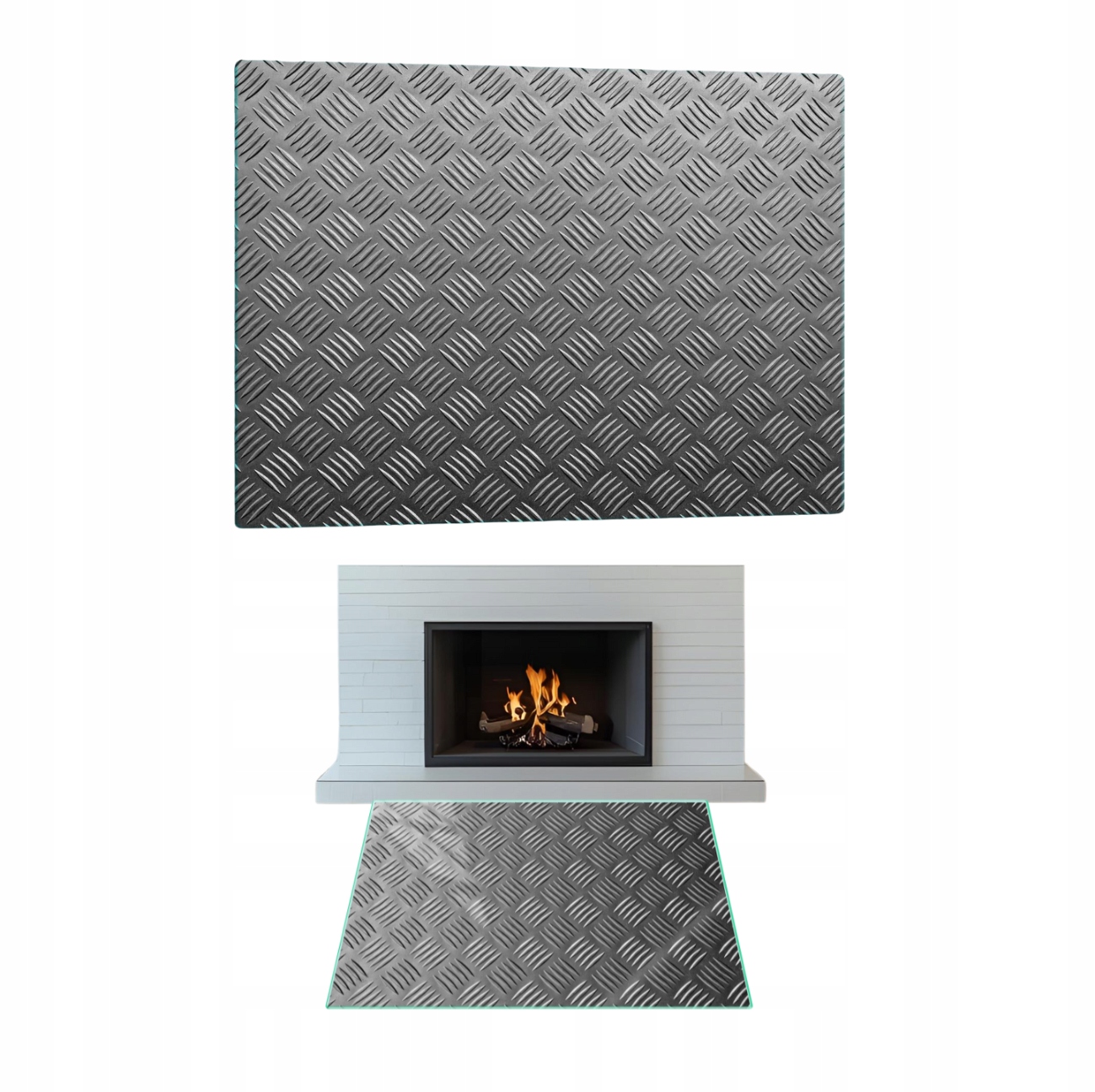 Tvrzené Sklo Podložka Pod Krb Rozměr 50x52 cm Grafika Kov