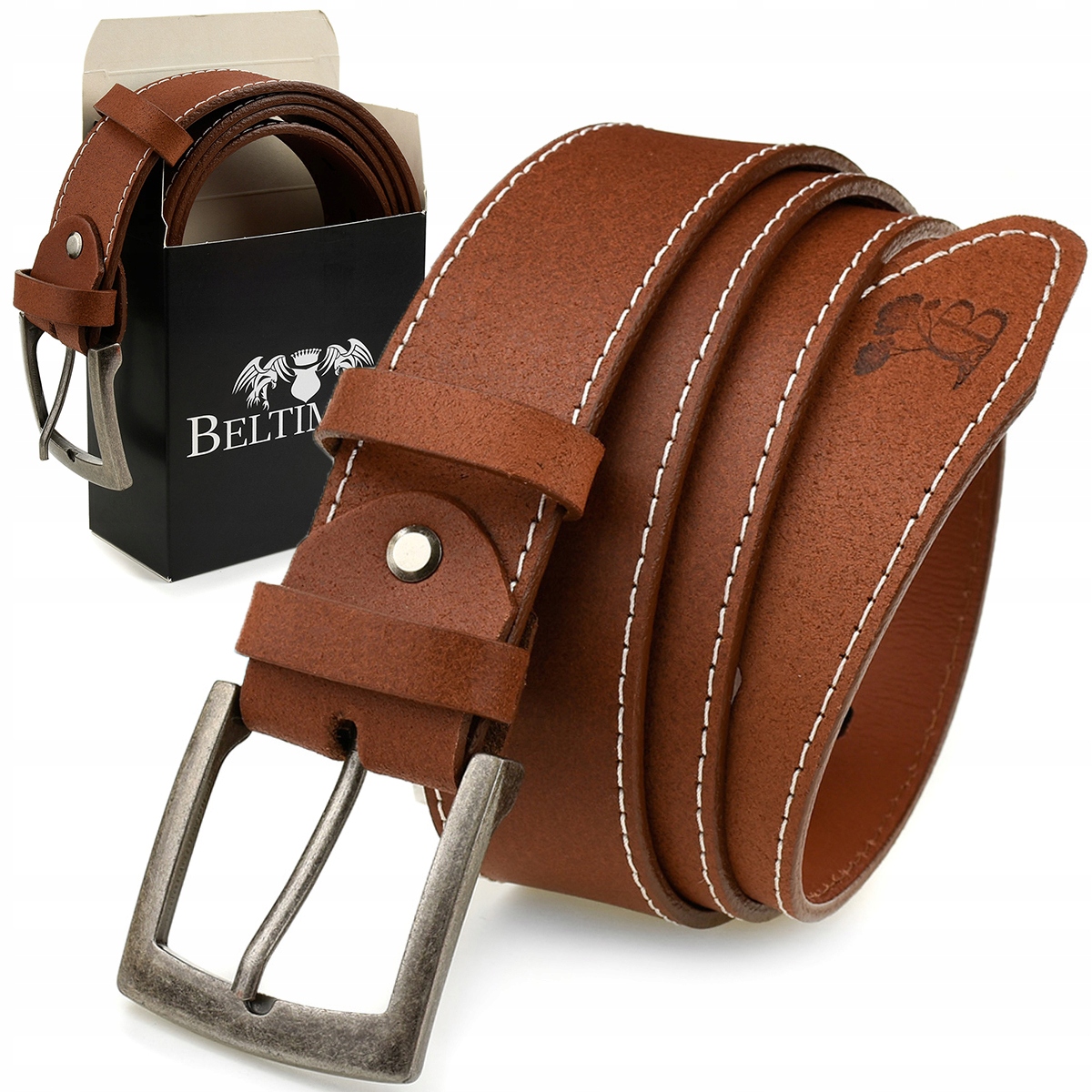 

Pasek Męski skórzany metalowa klamra Beltimore