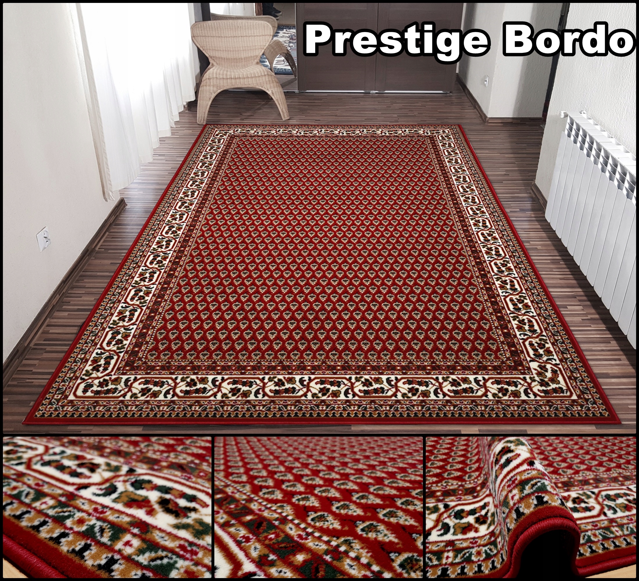 Śliczny Pokojowy Dywan Alfa Bcf Shiraz 200x300 Bordowy 2x3 Hq Klasyk