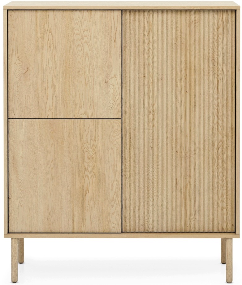 Komoda wysoka Navo 103.5 x 121.8 x 39.5 cm Dąb Cremona Ryflowany front