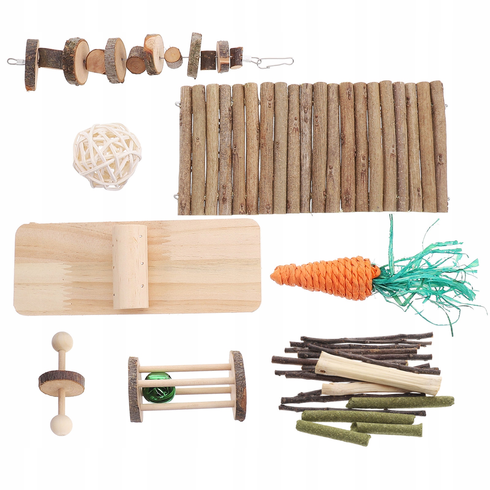 1SADA Přírodní Dřevěné Skusovací Hračky Pro Králíky A Hlodavce