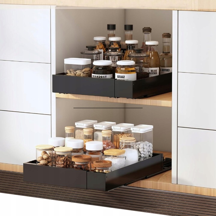 Szuflada Teleskopowa Regulowana Półka Wysuwana Wkład Szafki Kuchennej 20kg