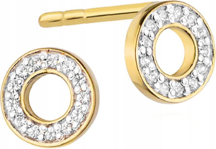 Zlaté náušnice 585, kroužky s diamanty, ženské brilianty, elegantní 14karátové