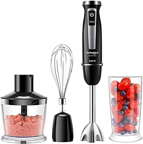 Multifunkční ruční mixér 4v1, 800 W, mixovací hrnek 600 ml, sekáček