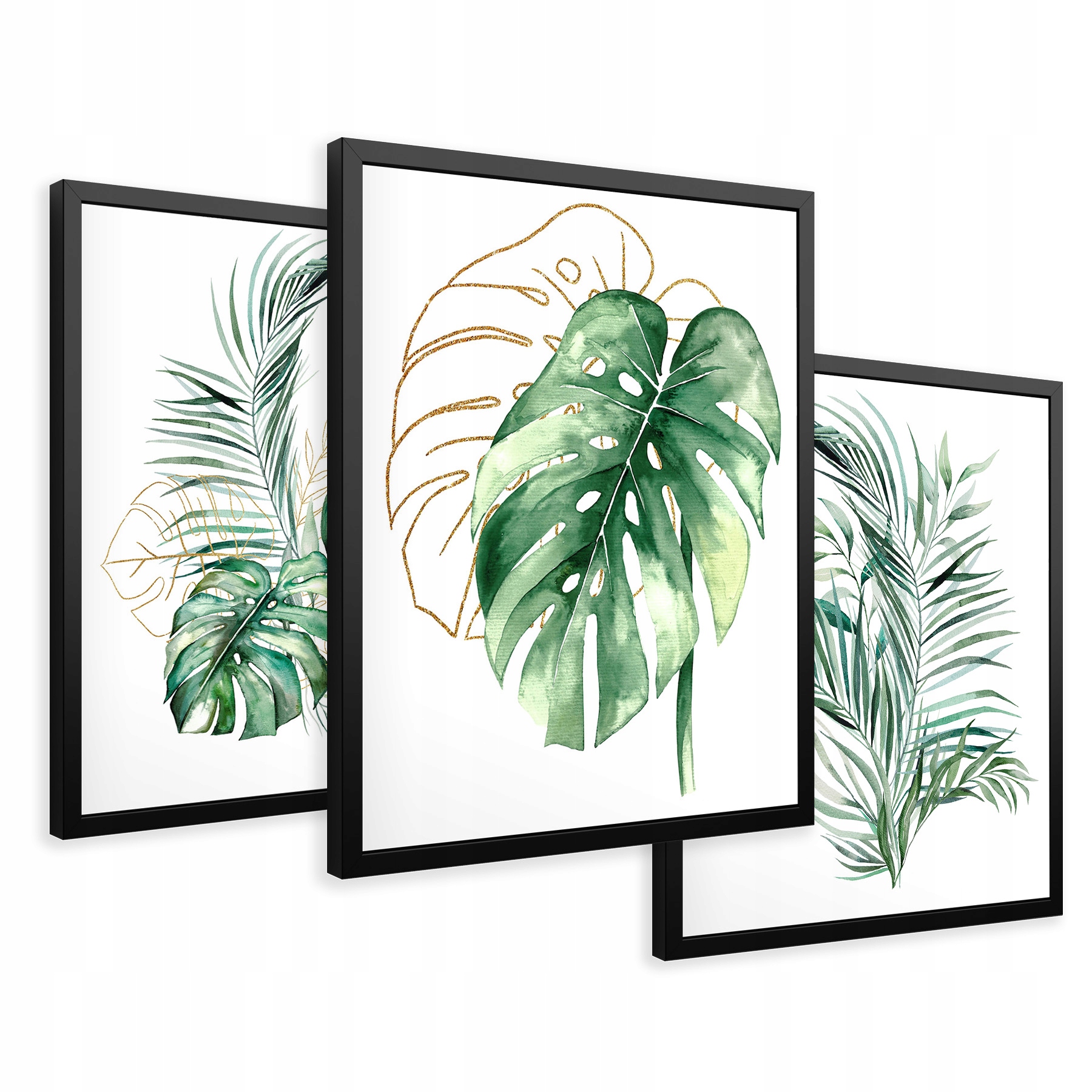 

Obrazy w ramie liście monstera palma złote 43x99