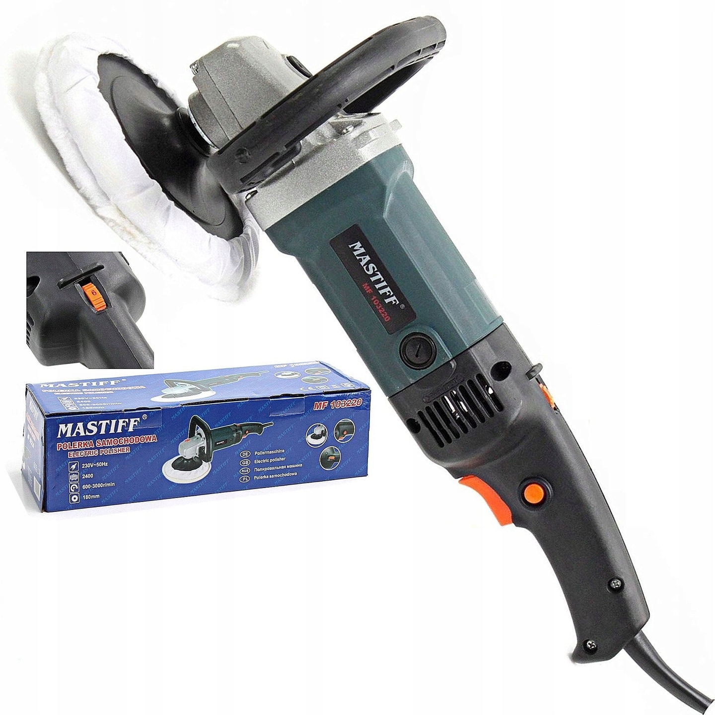 Polerka Szlifierka Samochodowa 2400W Dysk 180mm Płynna Regulacja Obrotów