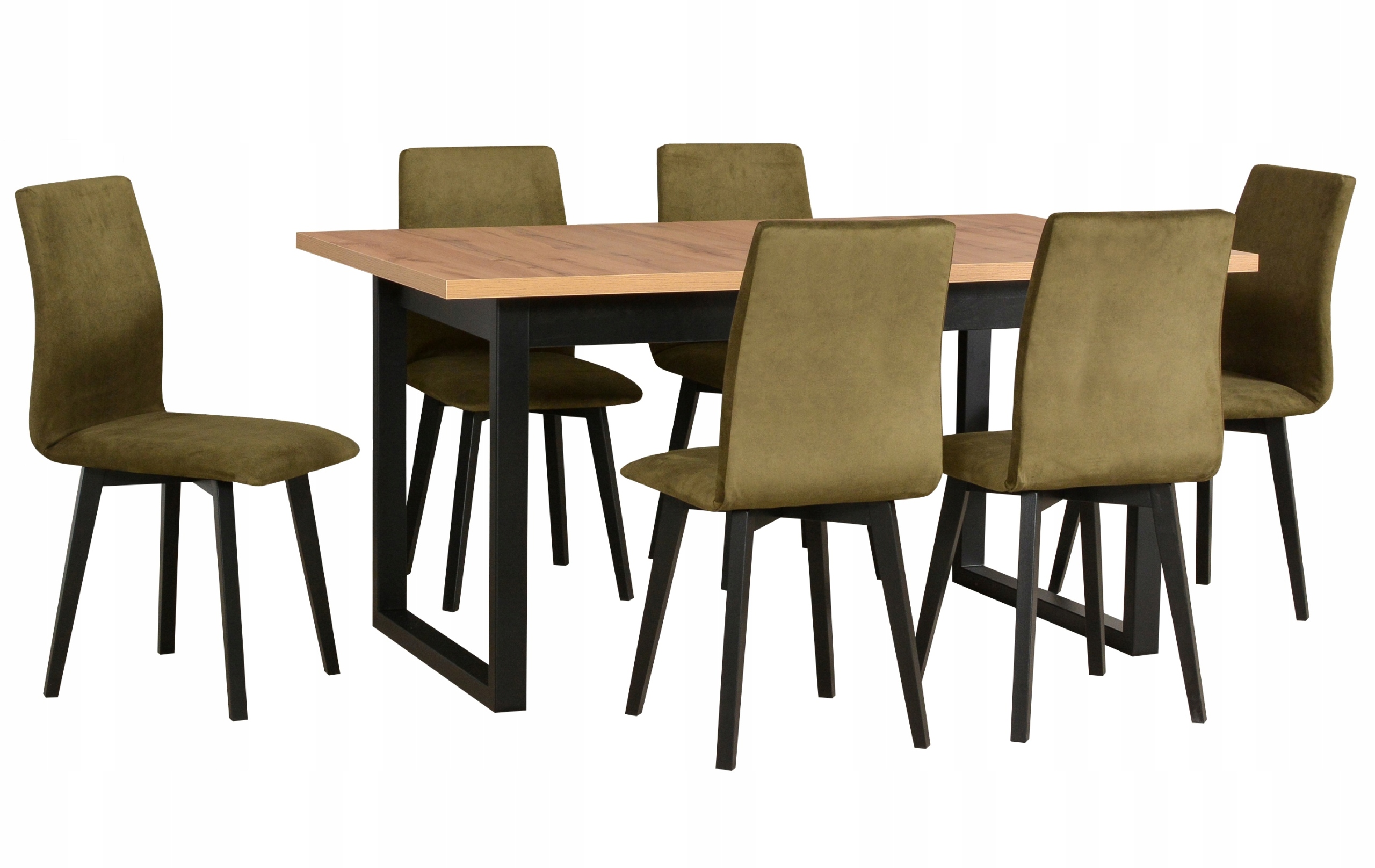 Rozkládací Stůl Do Kuchyně Se 6 Židlemi L007-6 Loft Dub Grandson/olivový