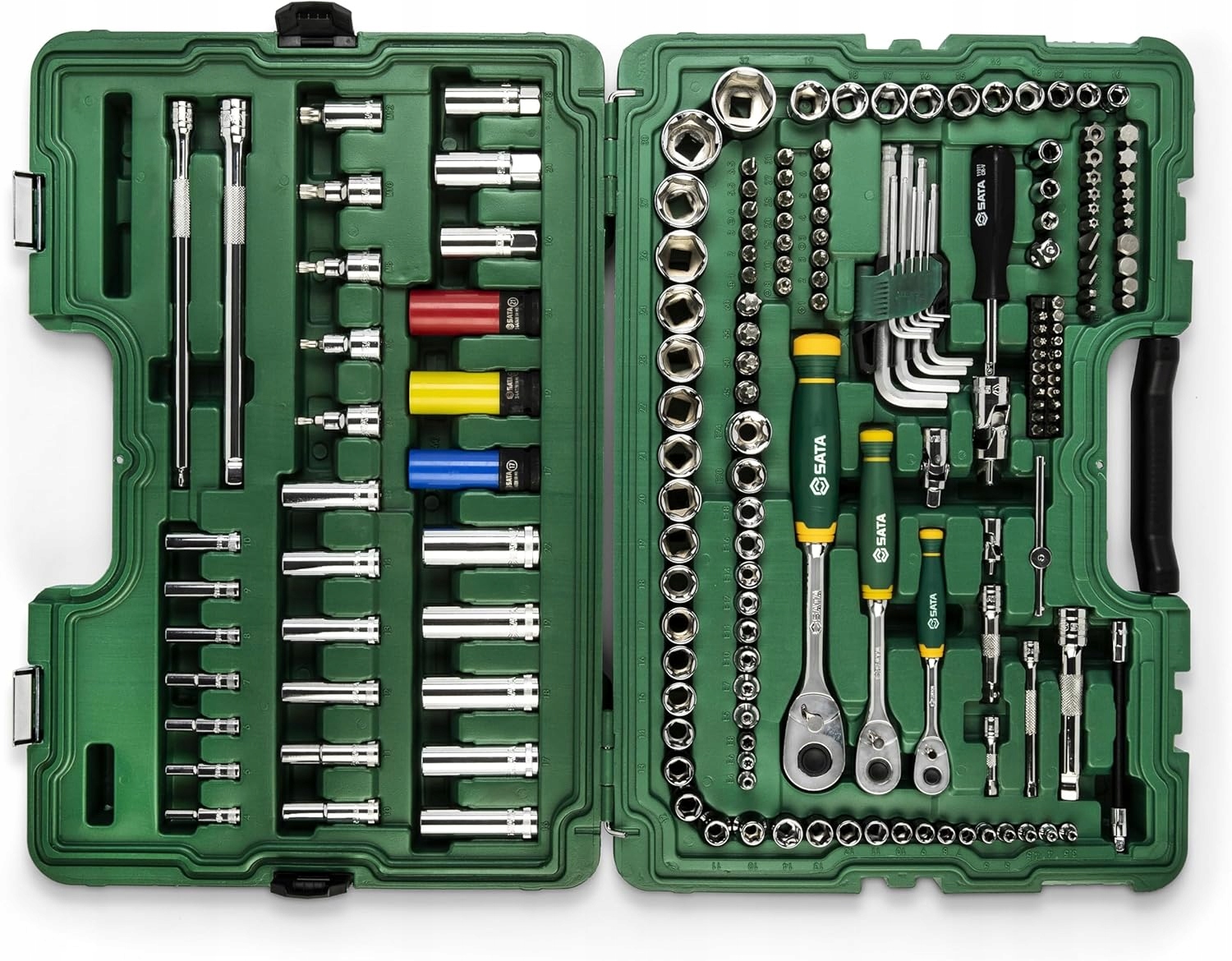 SATA ZESTAW 180 KLUCZY NASADOWYCH 1/4" 1/2" 3/8" KLUCZE AKCESORIA ST09546G Marka SATA