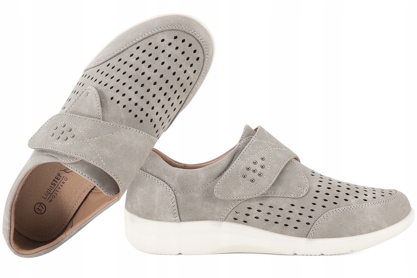 Wojtyłko 7B24353S Dámské Ažurové Polobotky Se Suchým Zipem Eko Pu šedé Šedá 40