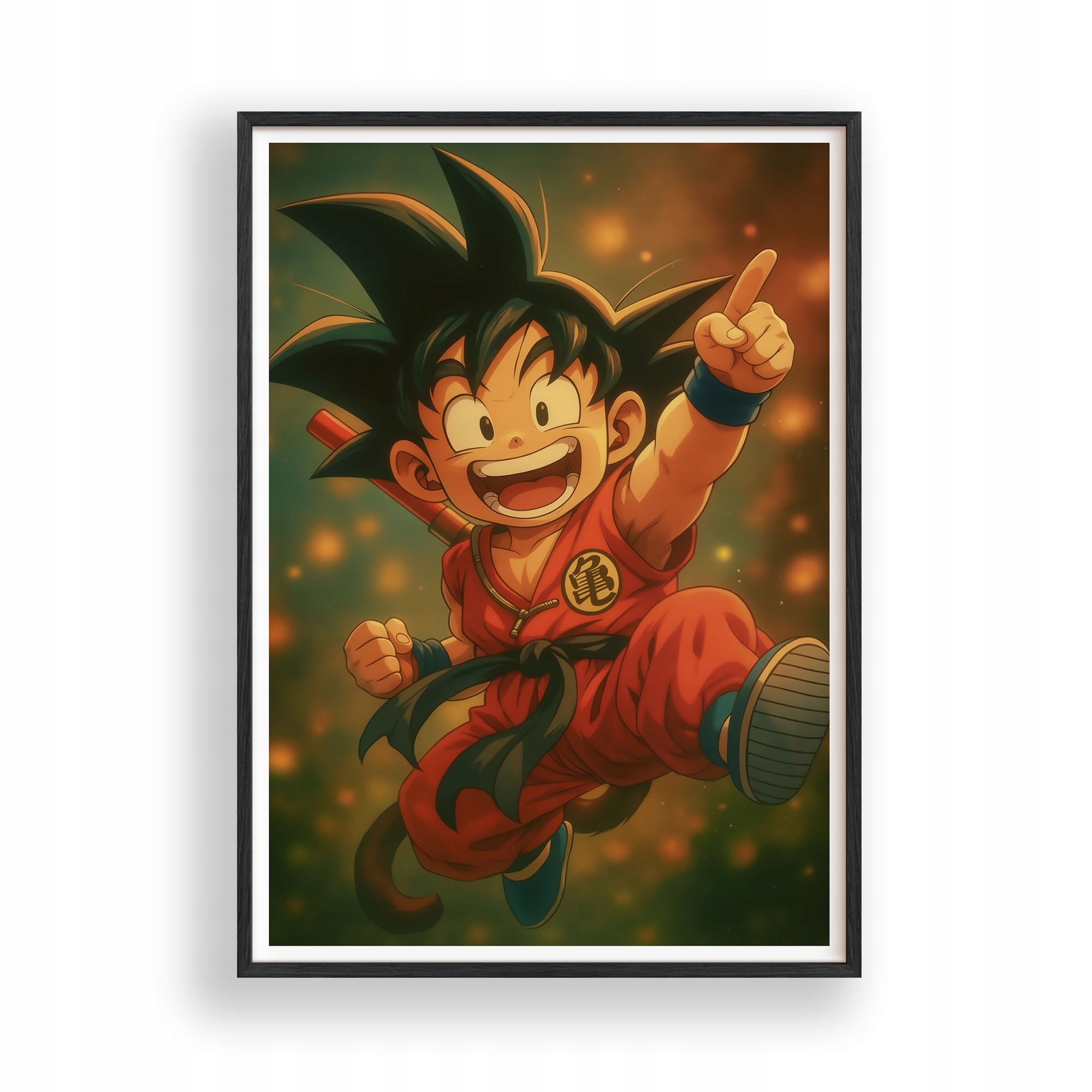 Obraz Dragon Ball Kid Goku Plakát Rámeček Dřevěný Černý 30x42 cm