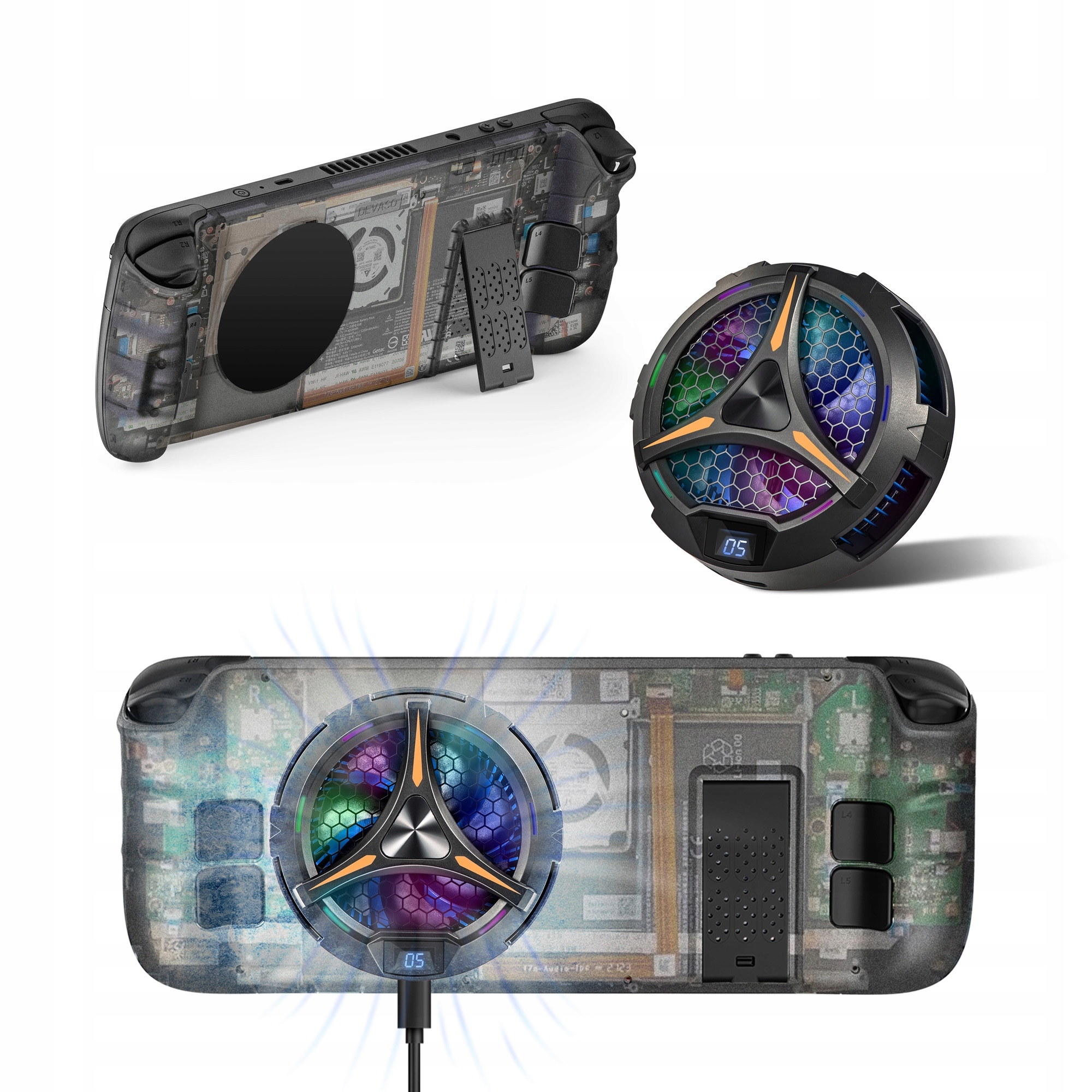 2W1 WENTYLATOR CHŁODZĄCY PŁYTĘ TYLNĄ DO STEAM DECK