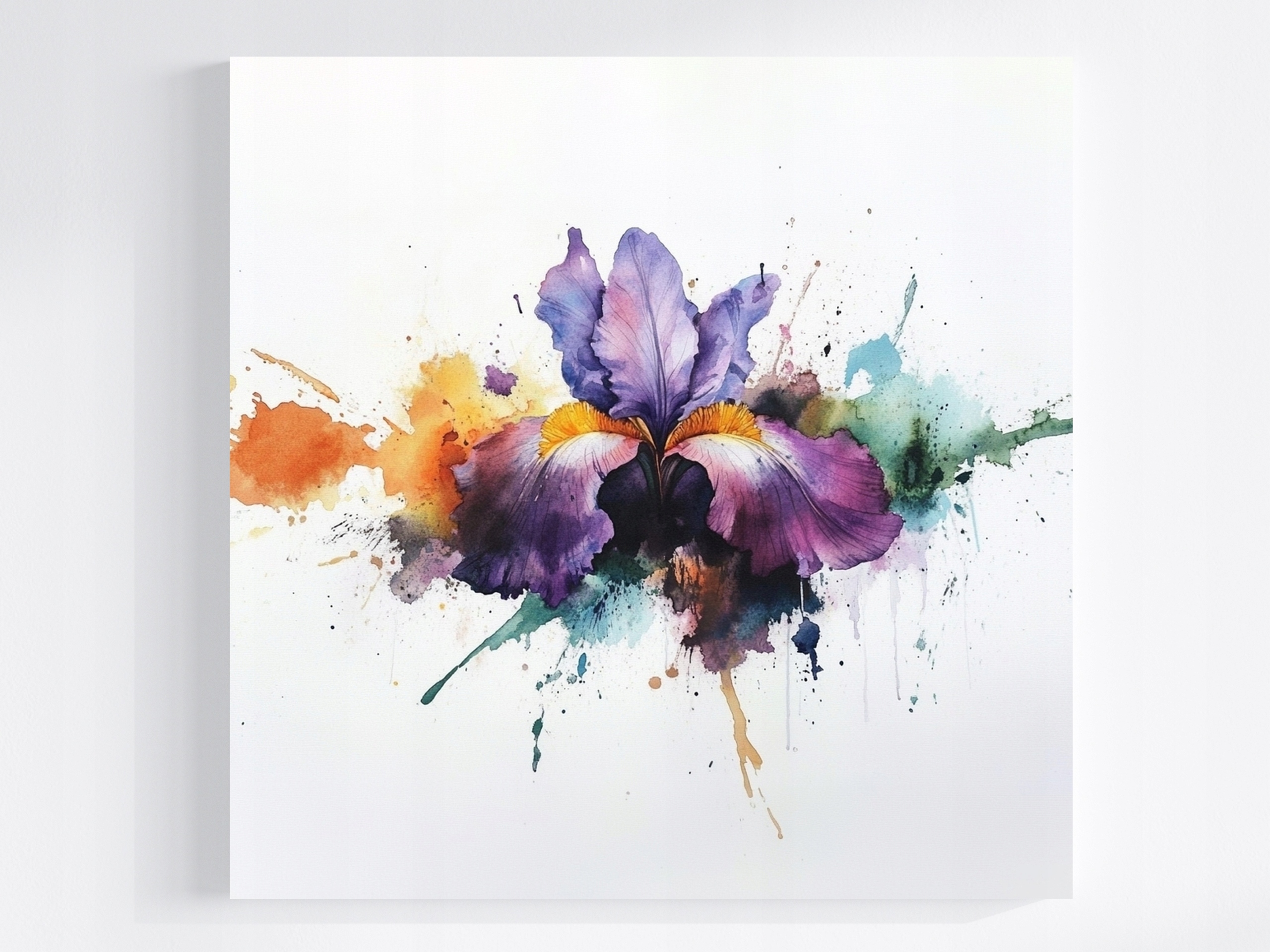 Obraz Na Plátně Canvas Akvarel Příroda Květ Fialový Irys Splash 80x80