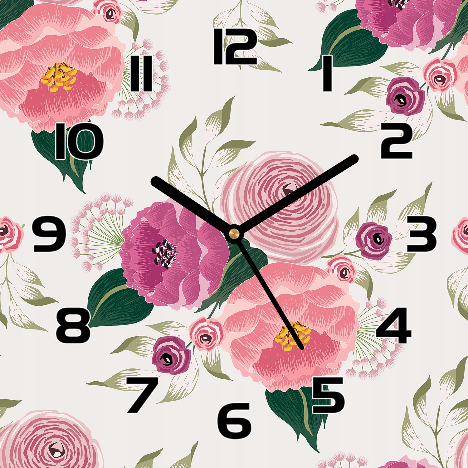 

Szklany zegar na ścianę Pastelowe kwiaty 30x30 cm