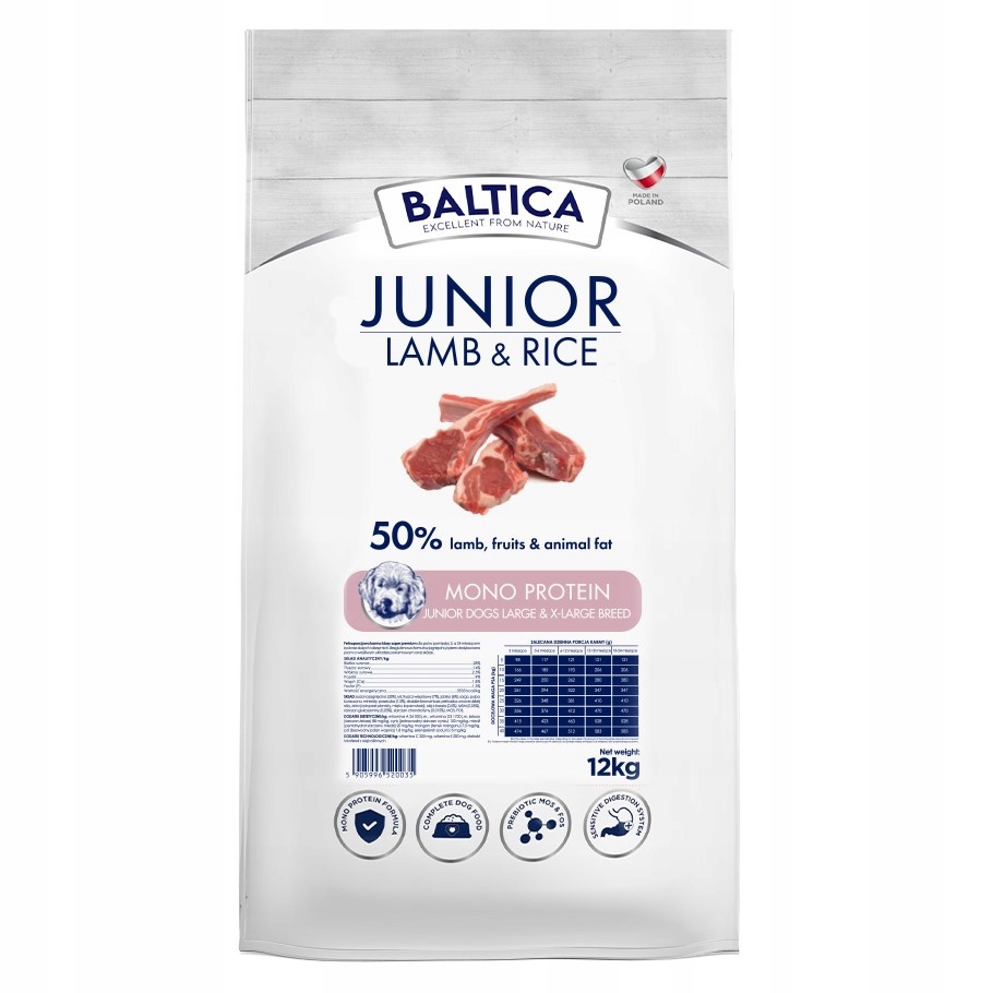 Levně Baltica Junior Jehněčí L/XL 12 kg Hypoalergenní Suché Krmivo pro štěňata