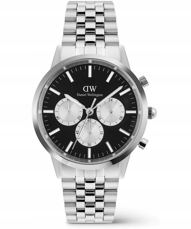 Pánské hodinky Daniel Wellington Iconic Arch 5-Link Onyx Panda Silver Chrono