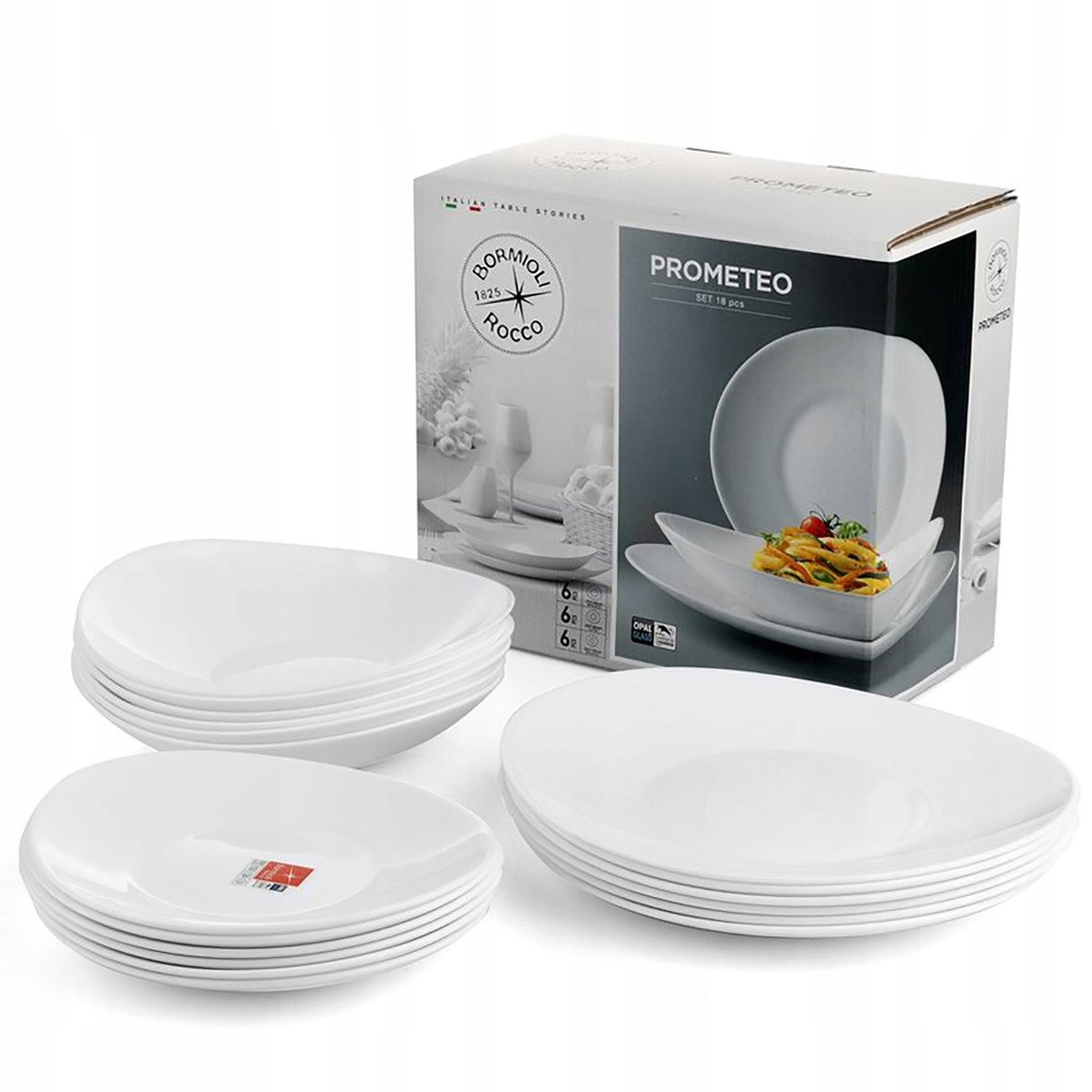 Talerze obiadowe zestaw dla 6 osób Bormioli Rocco Prometeo 18 el. Kod producenta 3K1771