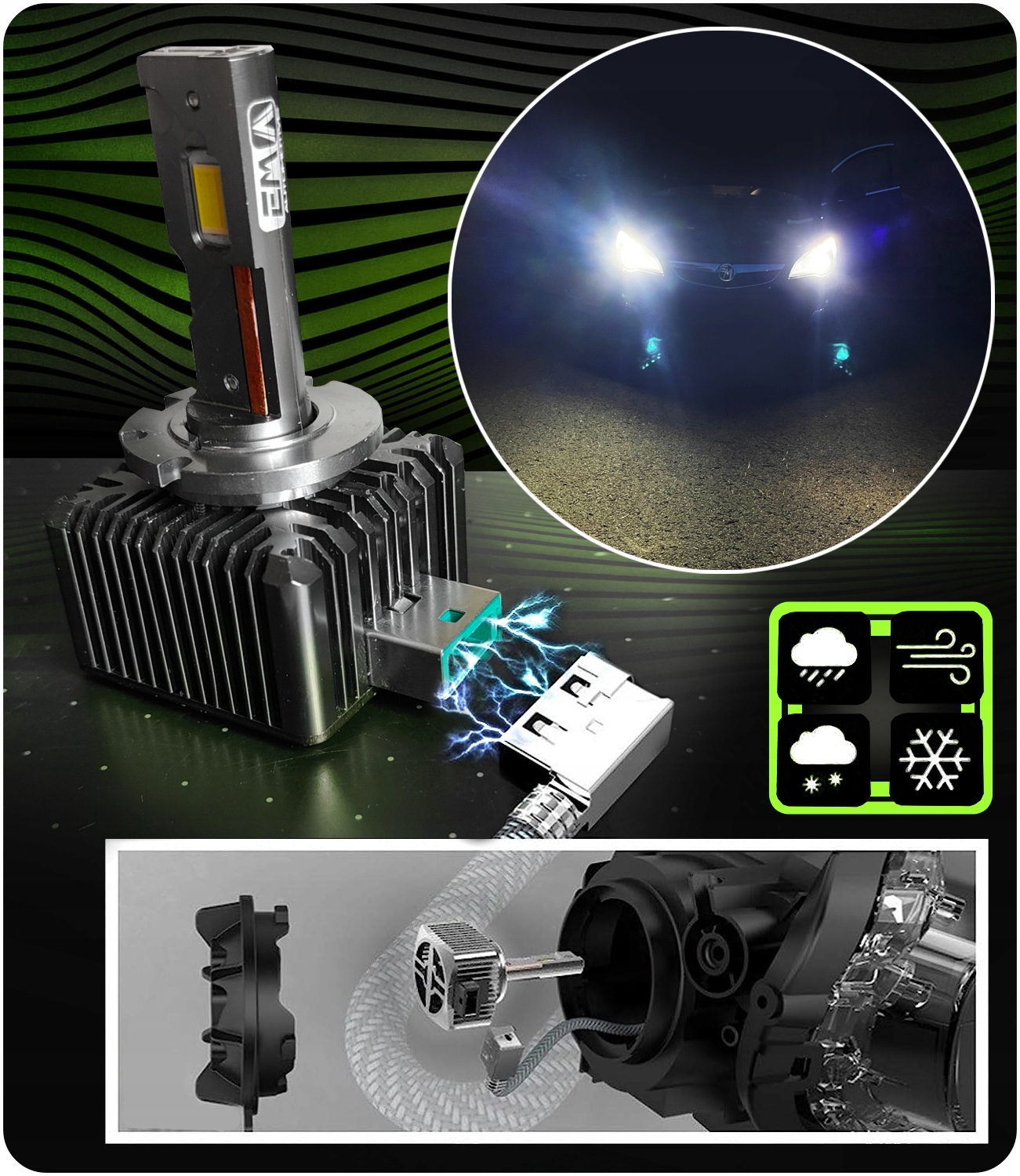 Retrofit D1S LED Plug&Play 6000K 20000lm + W5W Producent Inny