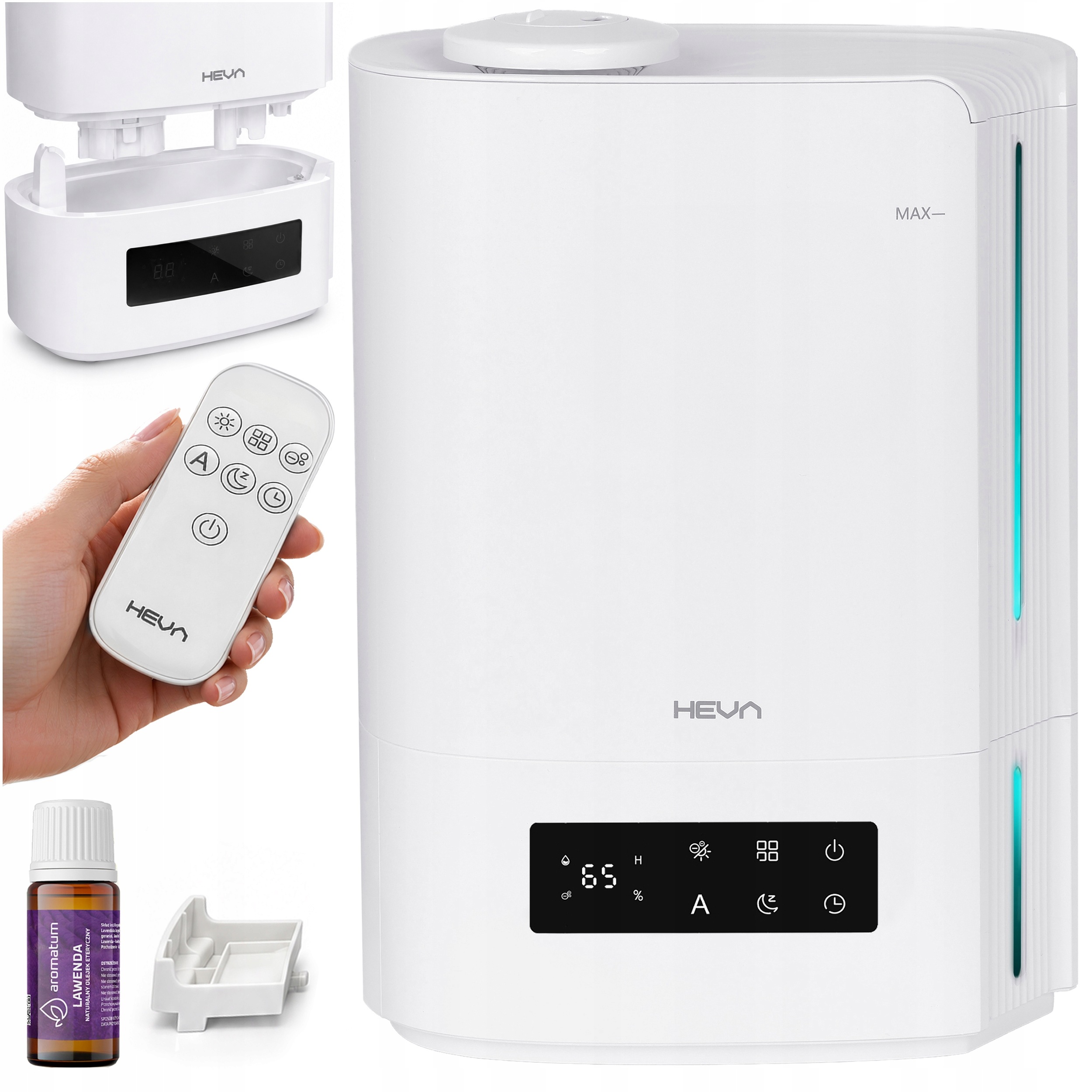 Nawilżacz powietrza wydajny Higrostat Aromaterapia Jonizacja Led 5l +pilot