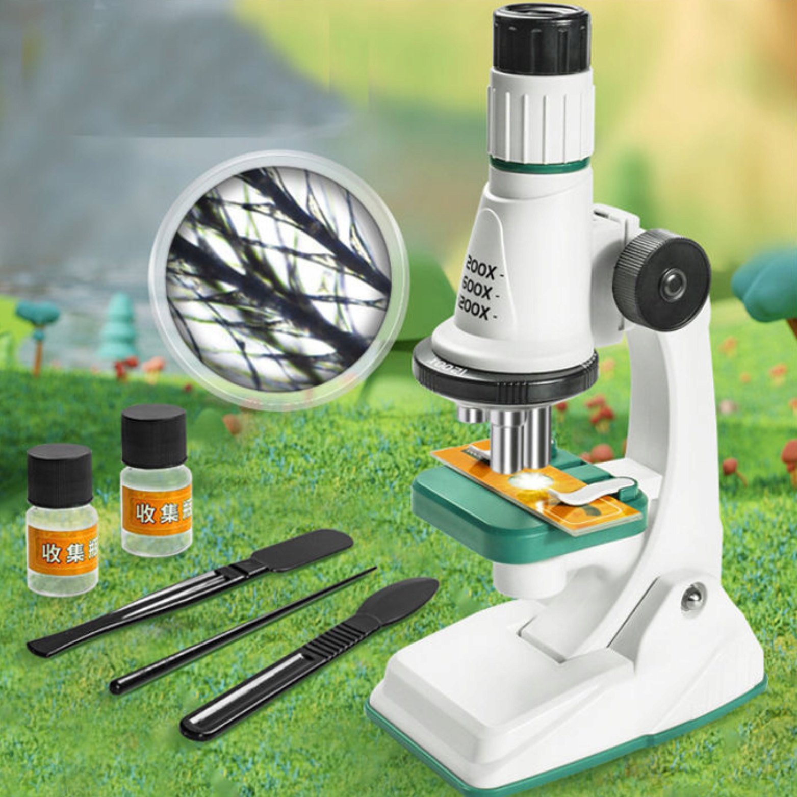 MIKROSKOP EDUKACYJNY NAUKOWY CYFROWY DLA DZIECI LED AKCESORIA 1200x DUŻY Marka inna