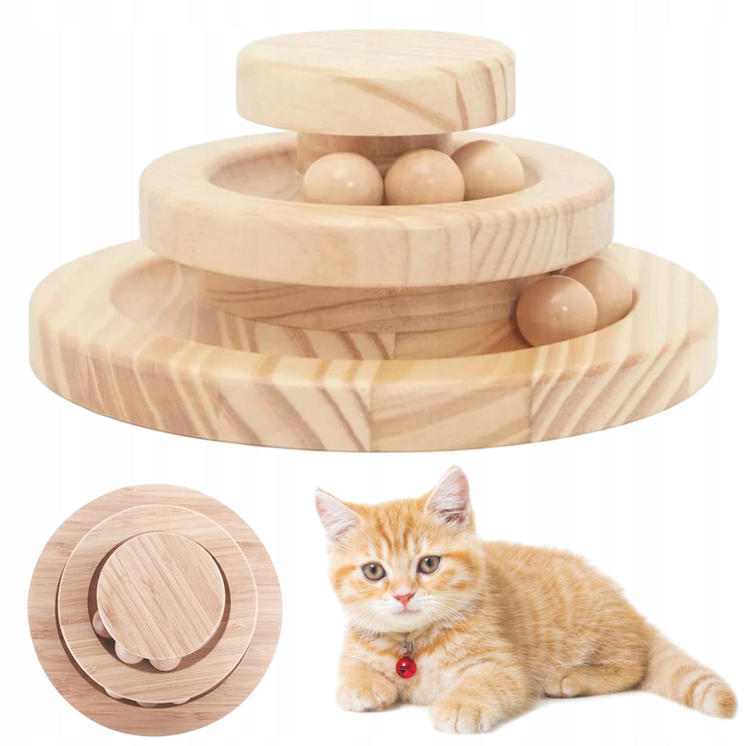 Levně Interaktivní Hračka Pro Kočky Smart Track Ball Dřevěná 3-VRSTVÁ