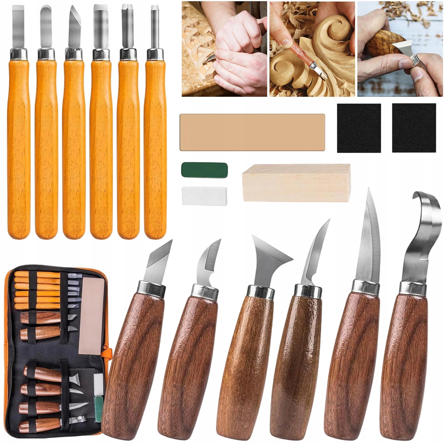 Sada Nožů Pro Vyřezávání Do Dřeva Nože Dláta Řezbářské Nářadí 19 El.