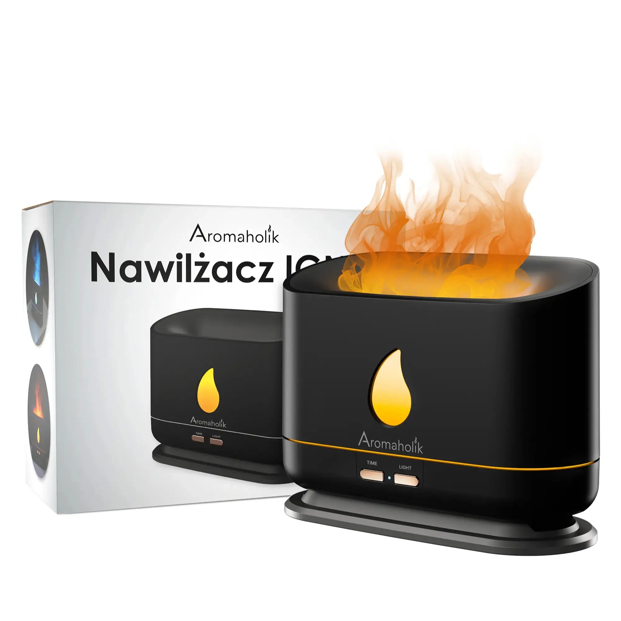 Aromaholik Nawilżacz powietrza Ignis 200ml Led Efekt kominka Czarny