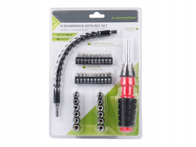 Wkrętak z elastyczną przedłużką,bitami i nasadkami Liczba elementów zestawy